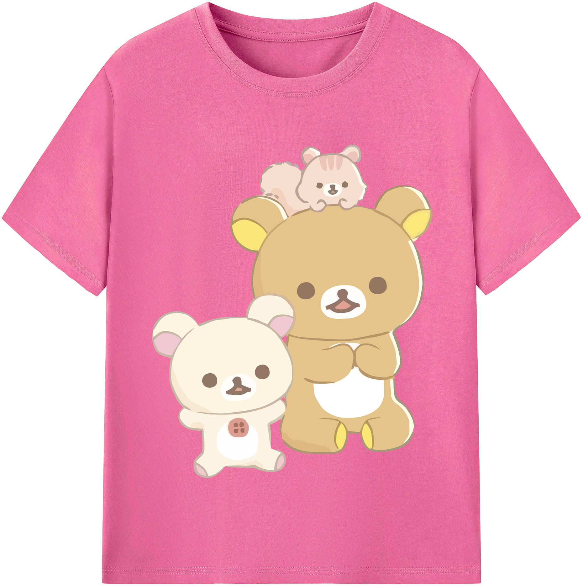 （画像用） リラックマ リラックマ キイロイトリ Rilakkuma Korilakkuma Kiiroitori レディースカジュアルプリントTシャツ（綿100％）